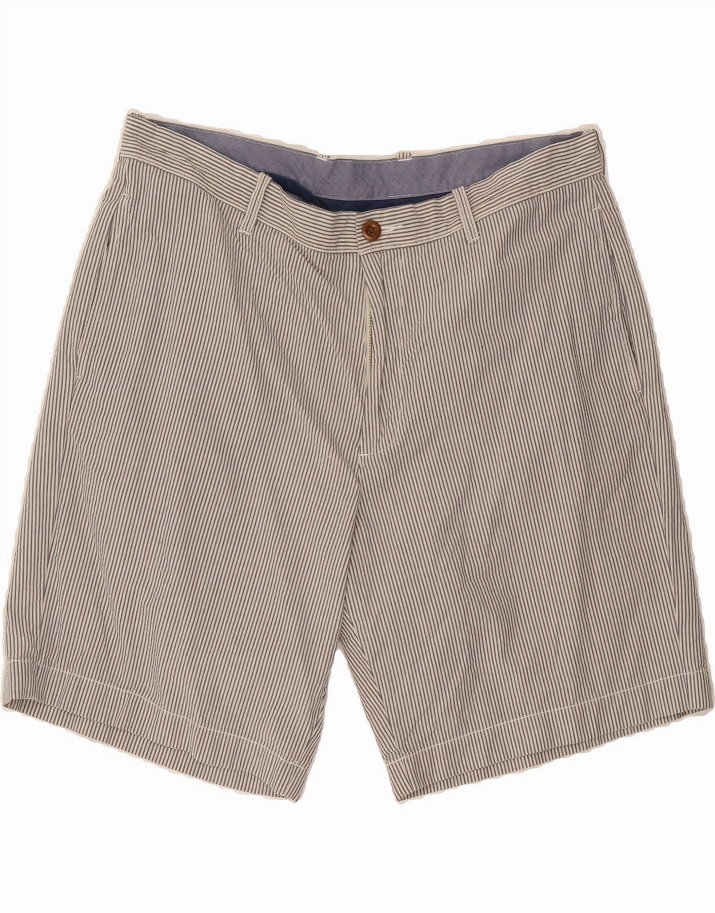 J. CREW Mens Chino Shorts W36 Large  Grey Pinstripe Cotton Abrasion Defying Knee Patches