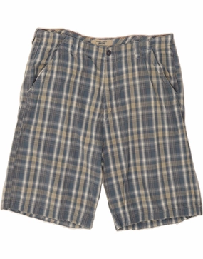 WRANGLER Mens Loose Fit Chino Shorts W40 XL Blue Check Stretch waistband Performance Comfort