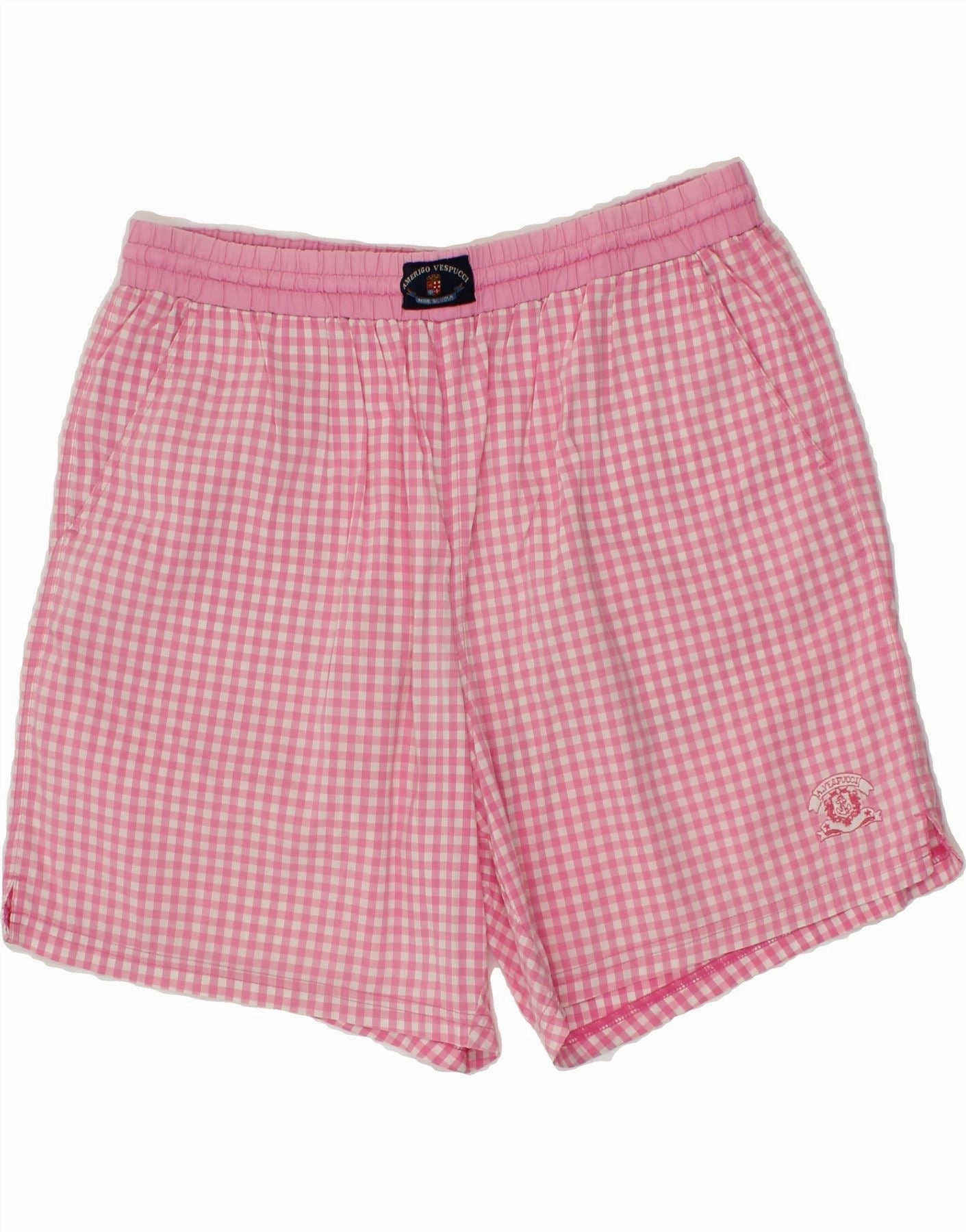 AMERIGO VESPUCCI Mens Casual Shorts Large W32  Pink Check Lightweight Design beach volleyball gear