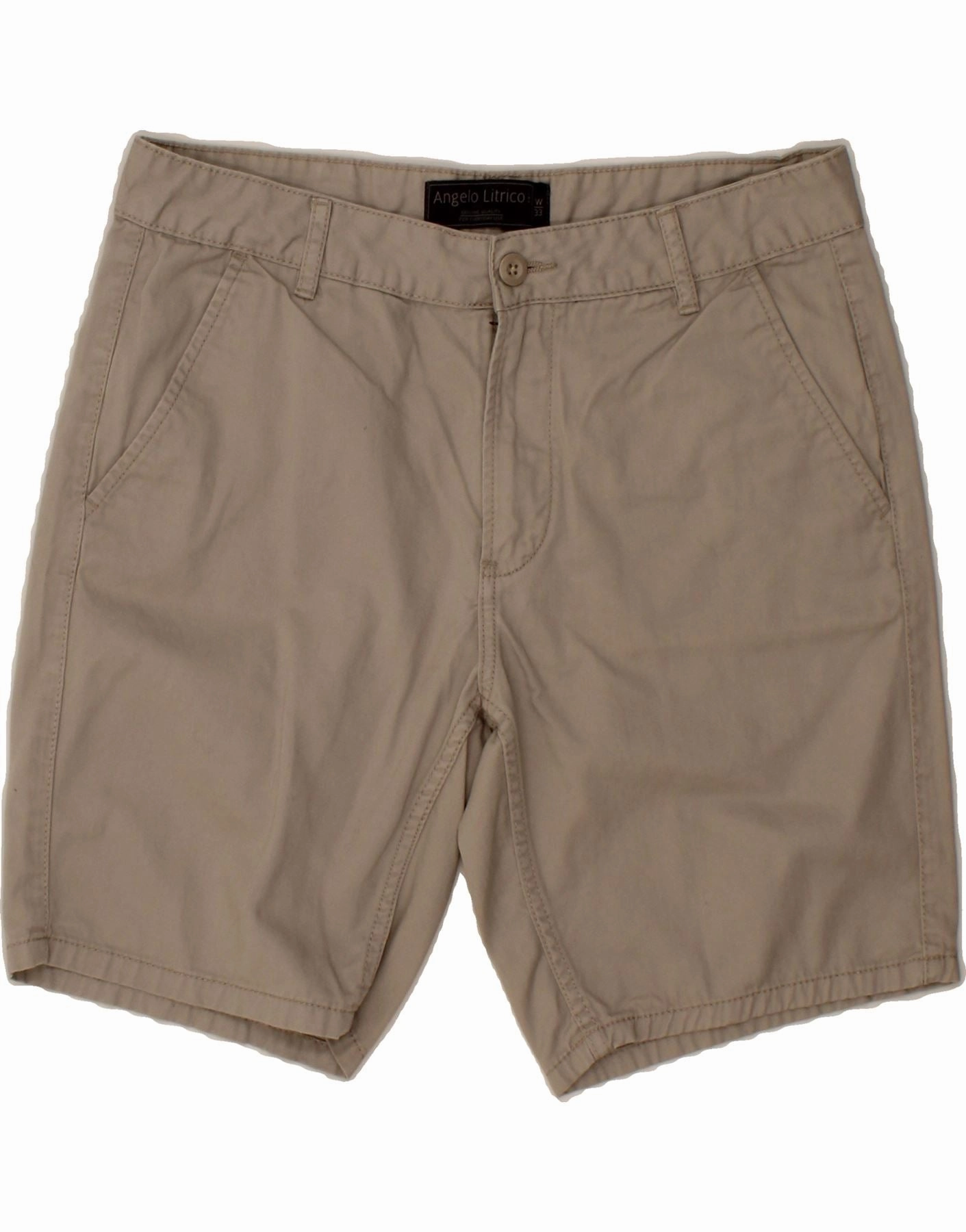 Breathable fabric construction High-End Option ANGELO LITRICO Mens Chino Shorts W33 Medium Beige Cotton