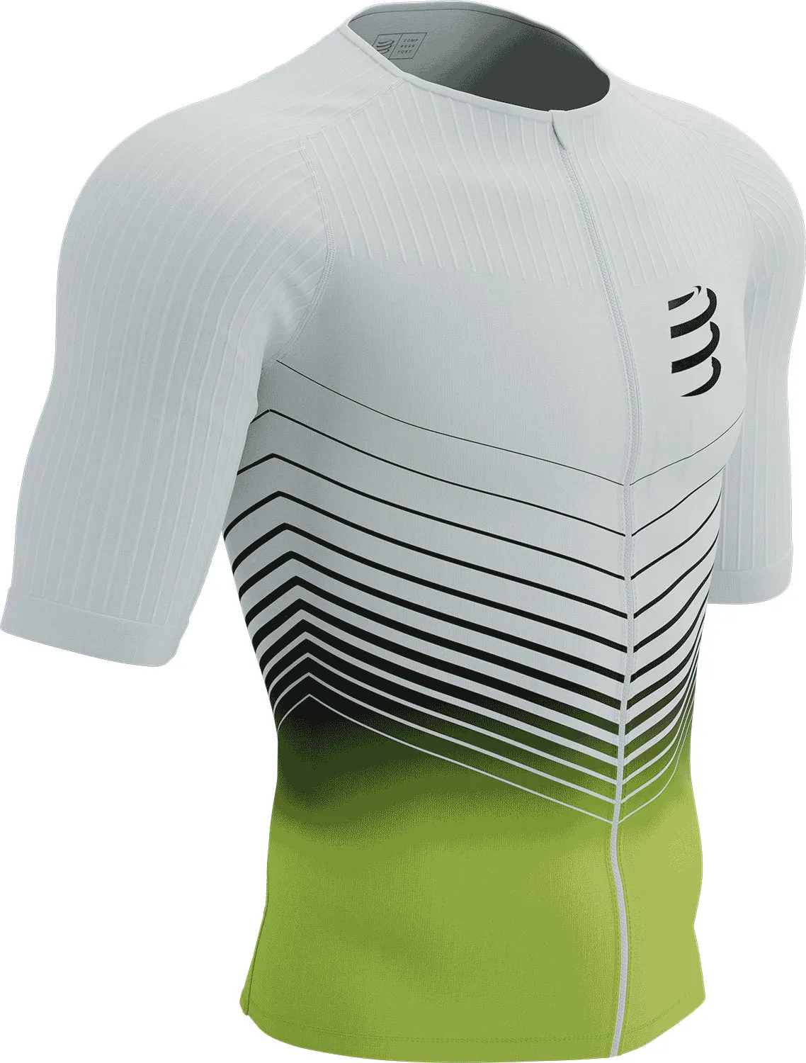 DoubleLayeredCollar Compressport Tri Postural Aero Short Sleeve Mens Cycling Jersey - White