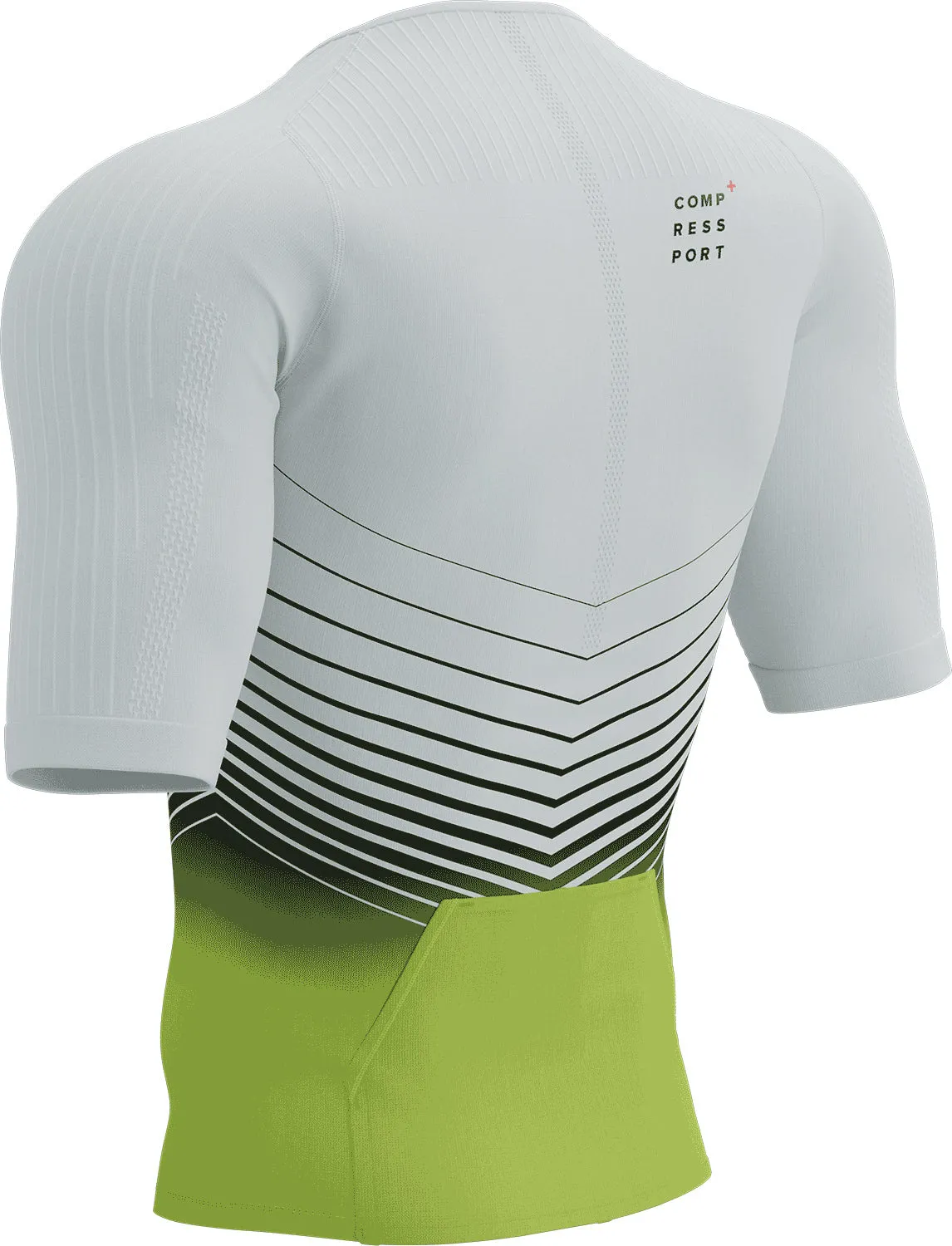 Slim Fit Contour Design Body Flex Compressport Tri Postural Aero Short Sleeve Mens Cycling Jersey - White