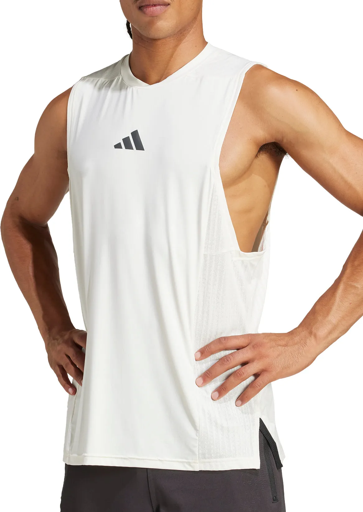 UVProtectionFinish SlimFit adidas Designed For Training Intensity Mens Training Vest - White