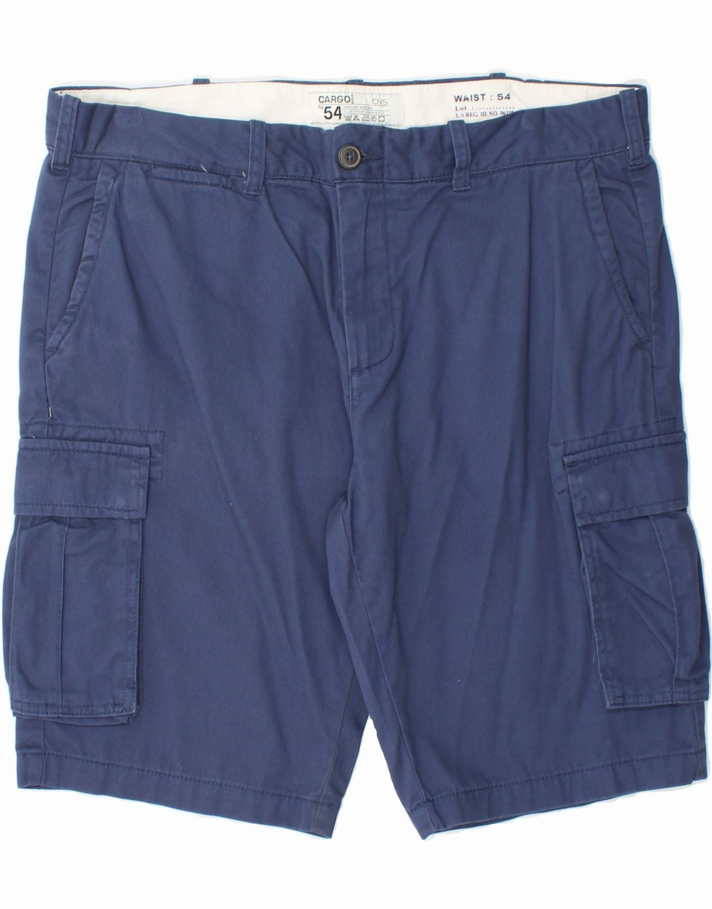 embroidery details OVS Mens Regular Cargo Shorts IT 54 2XL W38  Blue Cotton