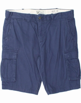 embroidery details OVS Mens Regular Cargo Shorts IT 54 2XL W38  Blue Cotton