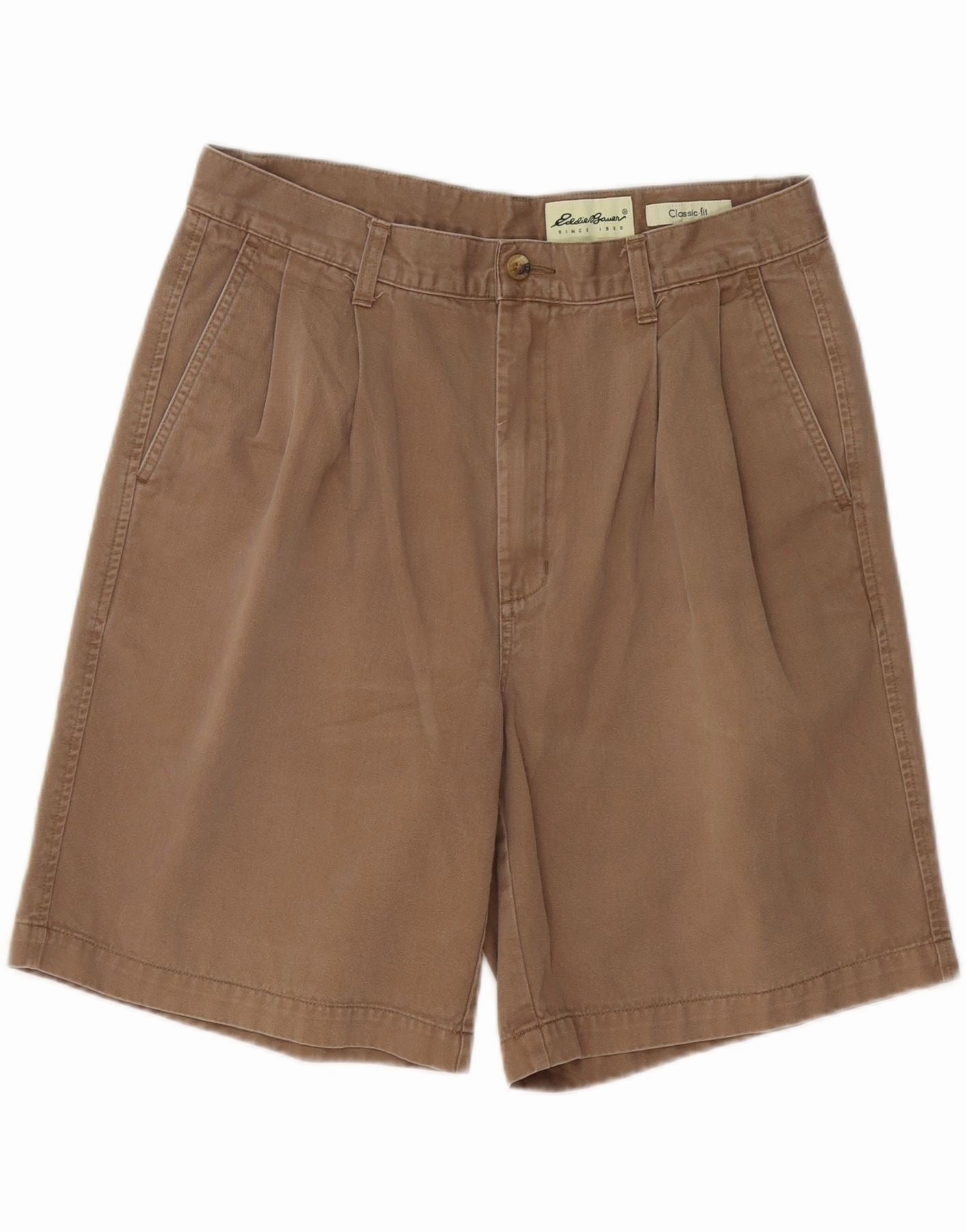 Odor Resistant Finish EDDIE BAUER Mens Classic Fit Pegged Chino Shorts W34 Large Brown Cotton