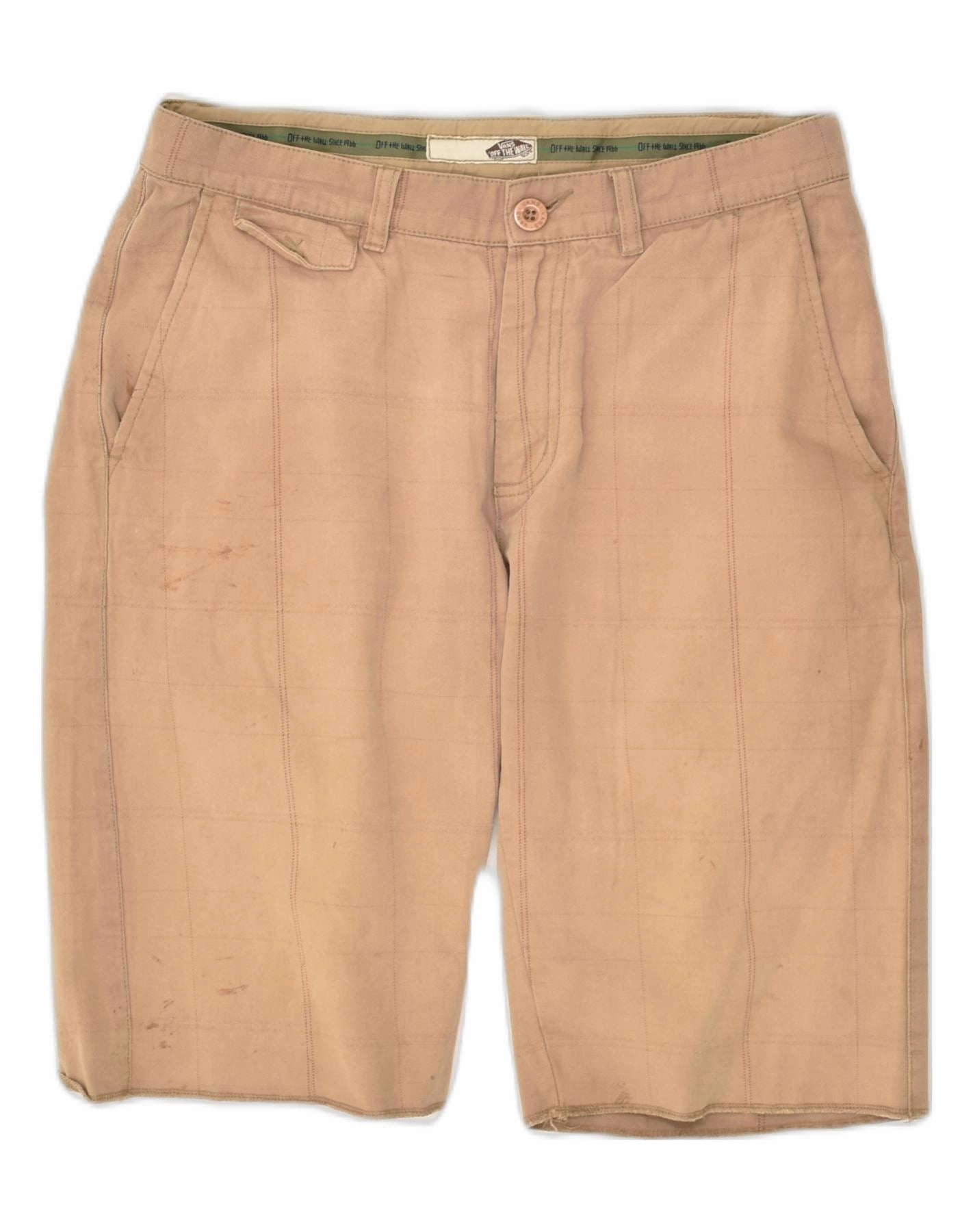 Modern Design Balanced Fit VANS Mens Chino Shorts W30 Medium  Brown Check Cotton