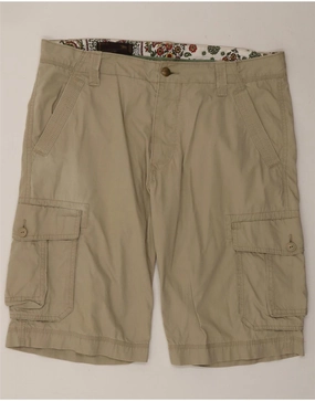 Sporty Casual MARLBORO CLASSICS Mens Cargo Shorts W36 Large Beige Cotton
