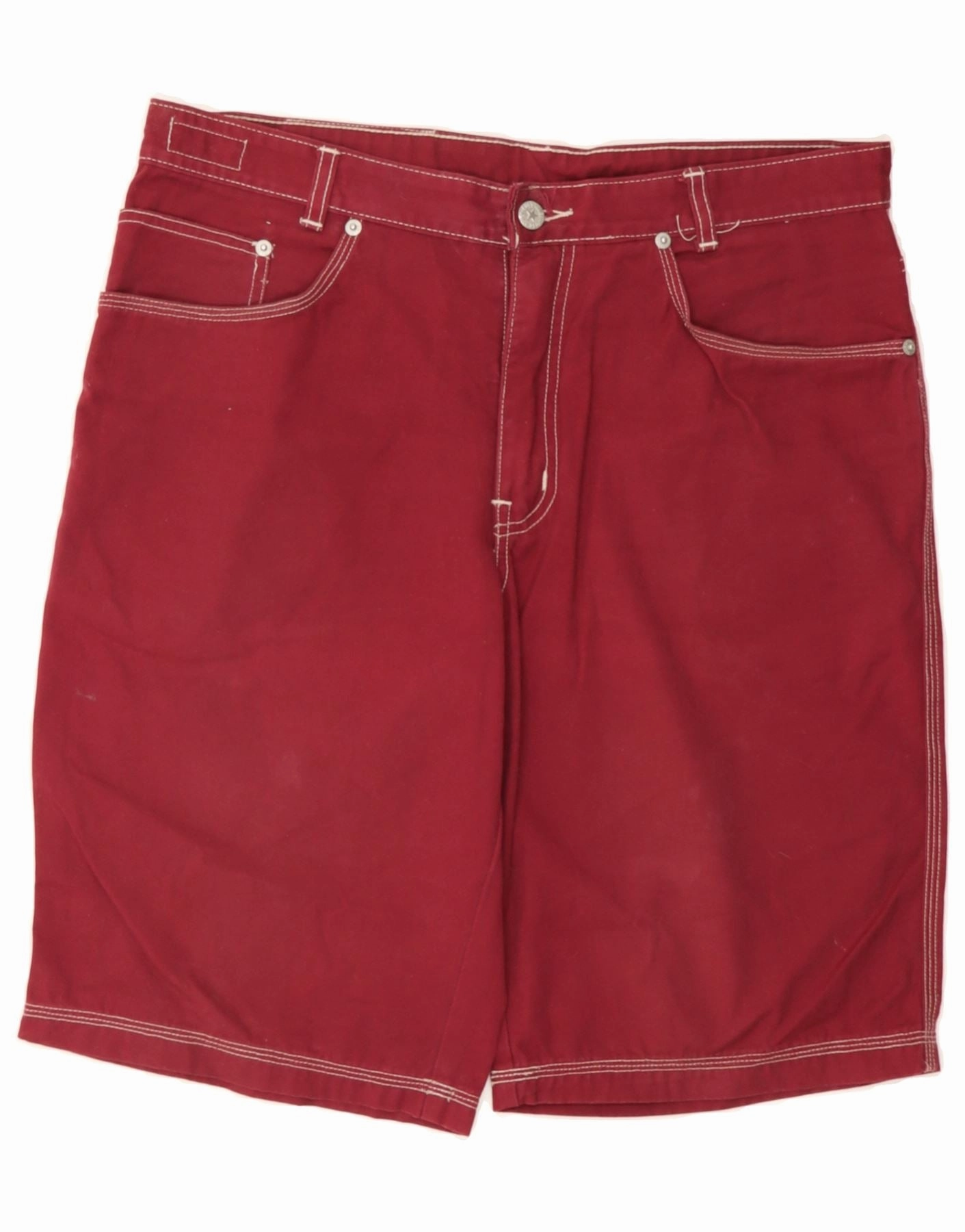 Wrinkle Free Fabric Crisp Look VINTAGE Mens Casual Shorts W33 Medium Red Cotton