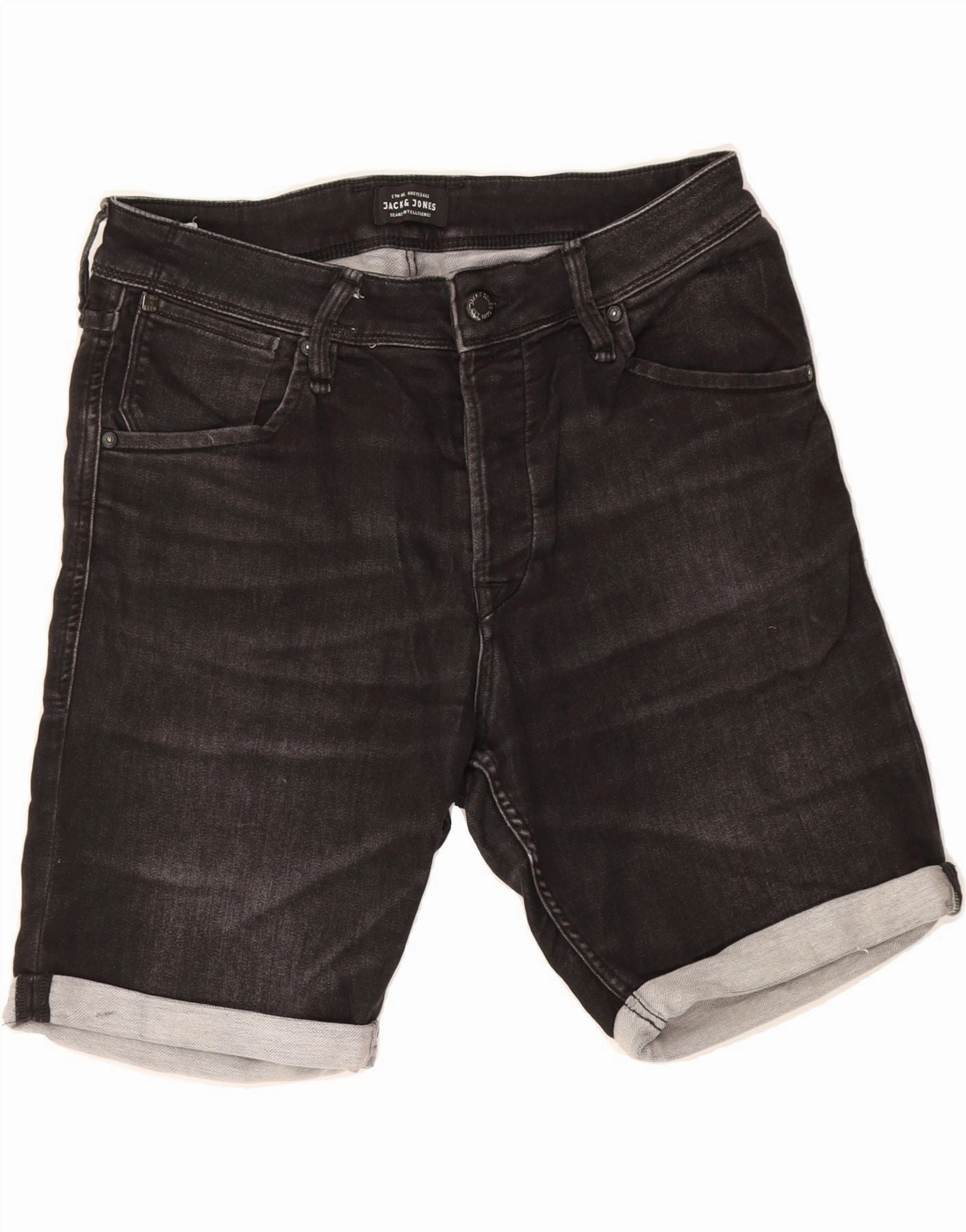 Quick Action Fit Fit Freedom JACK & JONES Mens Denim Shorts Medium W32 Black Cotton