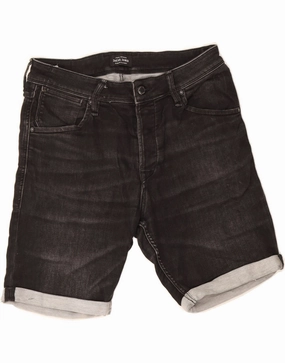 Quick Action Fit Fit Freedom JACK & JONES Mens Denim Shorts Medium W32 Black Cotton