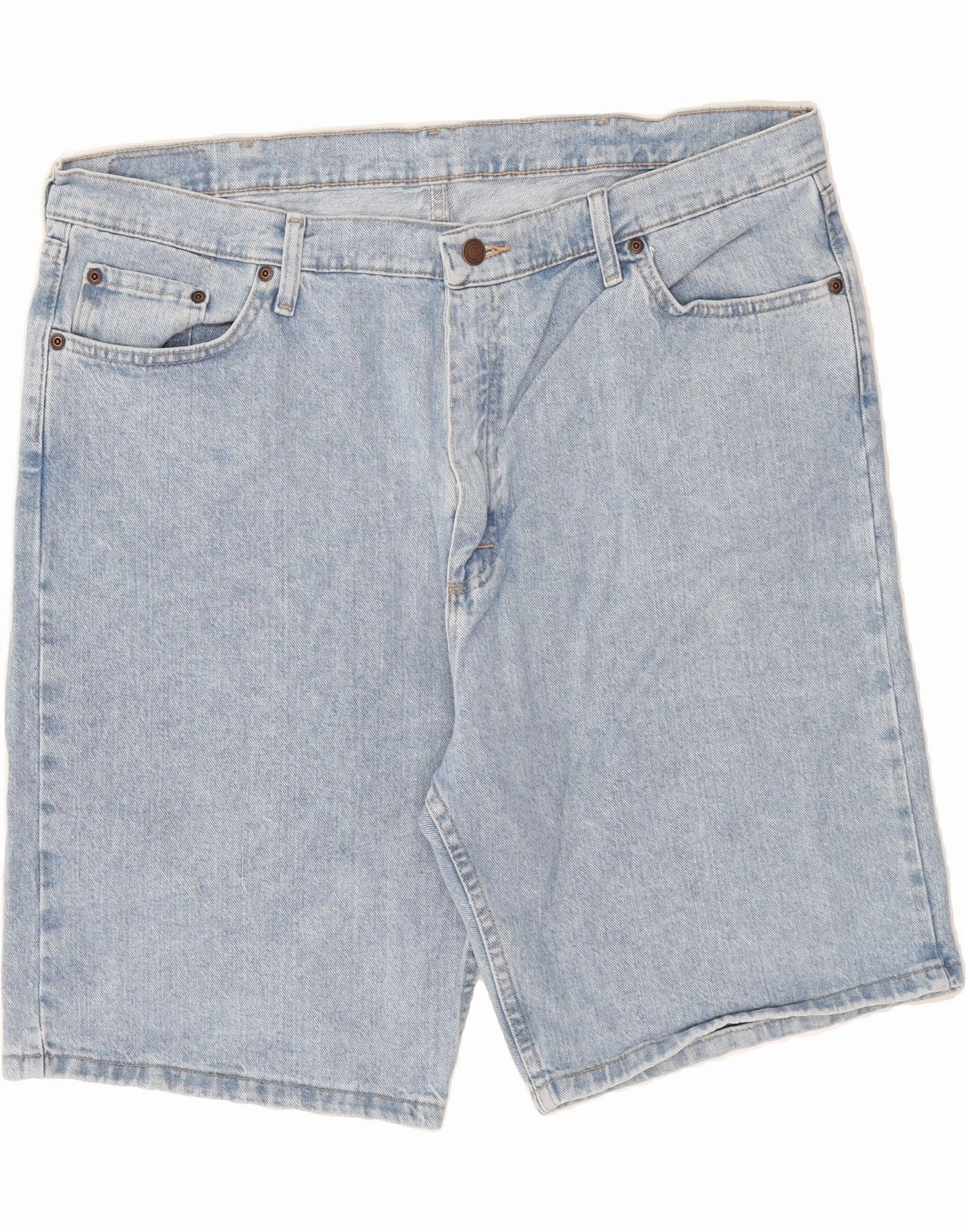 WRANGLER Mens Relaxed Fit Denim Shorts W40 XL Blue Cotton Reinforced Hems Breathable Fit