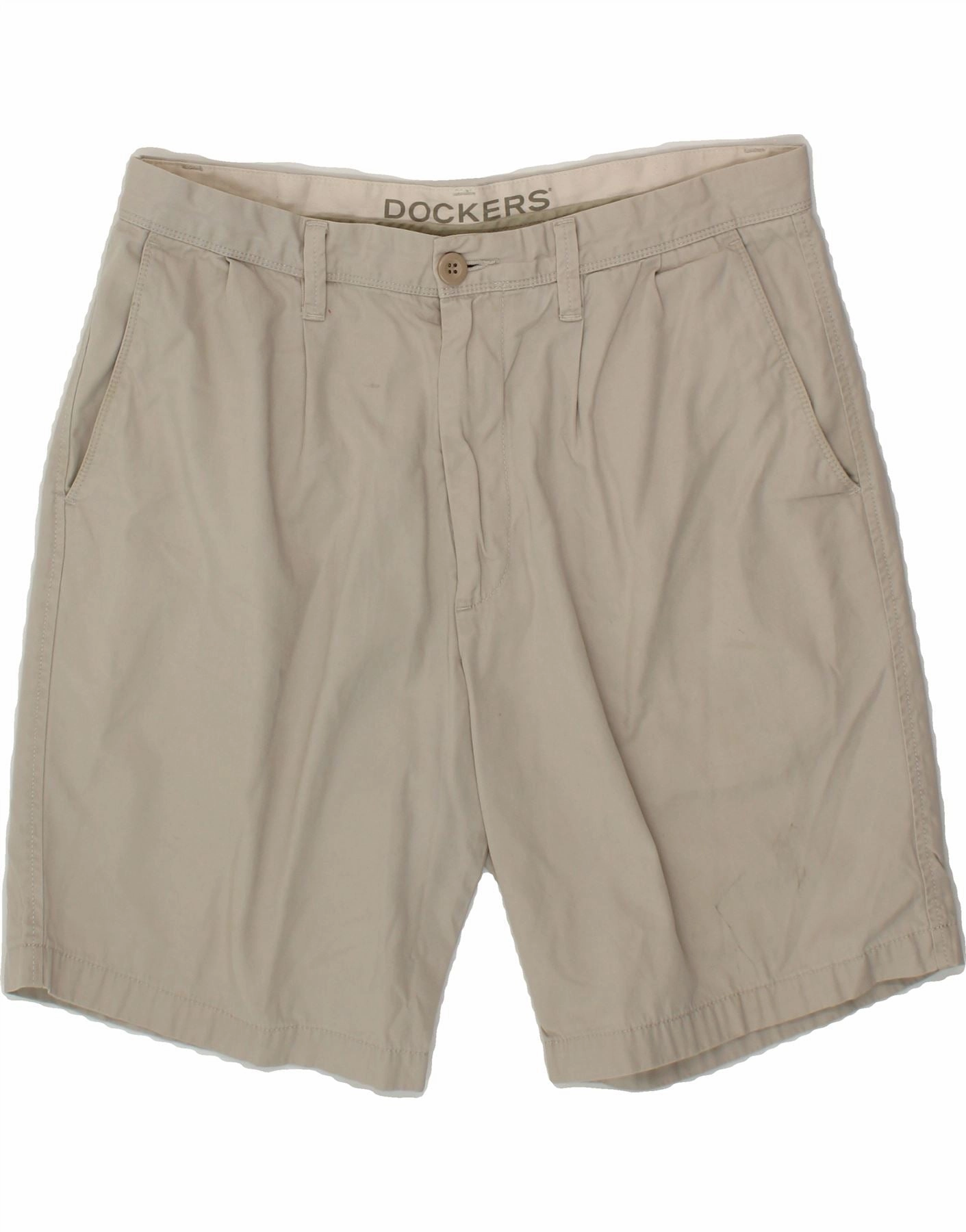 easygoing look rayon fabric DOCKERS Mens Pegged Chino Shorts W36 Large Beige Cotton