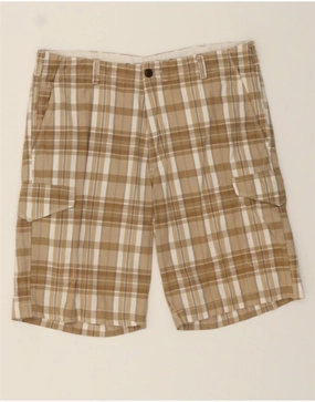 Tear Resistant Panels Low Maintenance Fabric DOCKERS Mens Cargo Shorts W34 Large  Beige Check Cotton