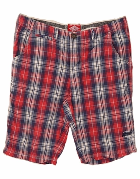 SUPERDRY Mens Casual Shorts XL W36  Red Check Cotton Sweat Wicking Channels Sport Comfort