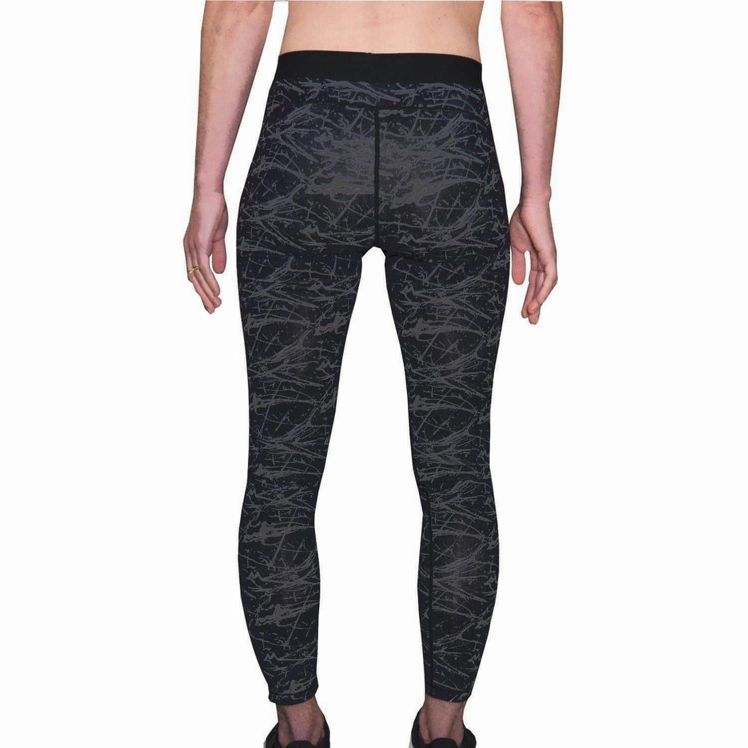 Studio Style More Mile Go For It Printed Womens Long Running Tights - Black