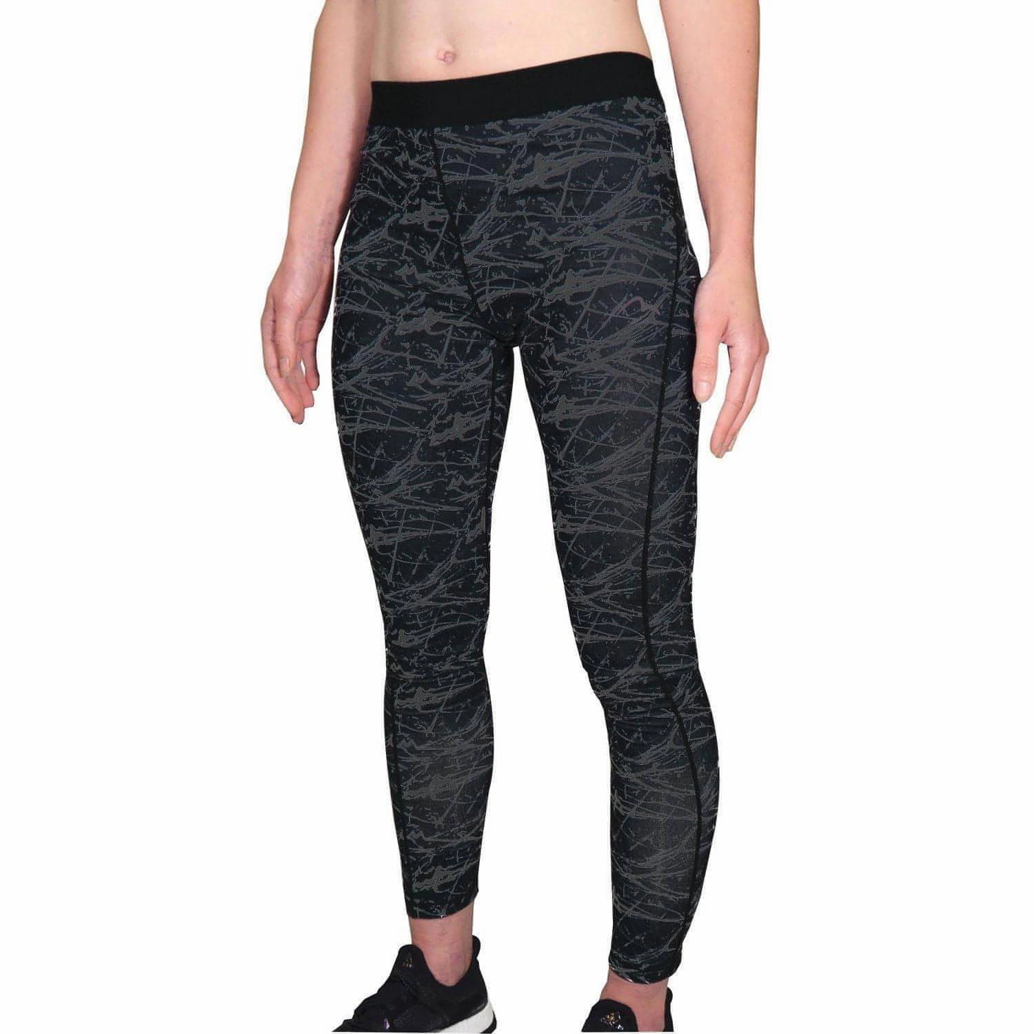 Effortless Active Wear Breathable Fabric Maternity Wear More Mile Go For It Printed Womens Long Running Tights - Black