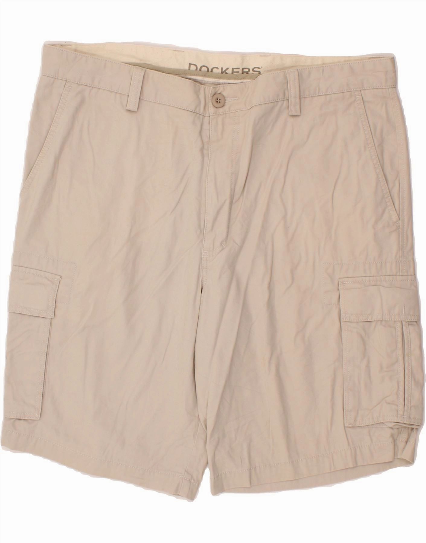 Contoured Articulation DOCKERS Mens Cargo Shorts W40 XL Beige Cotton