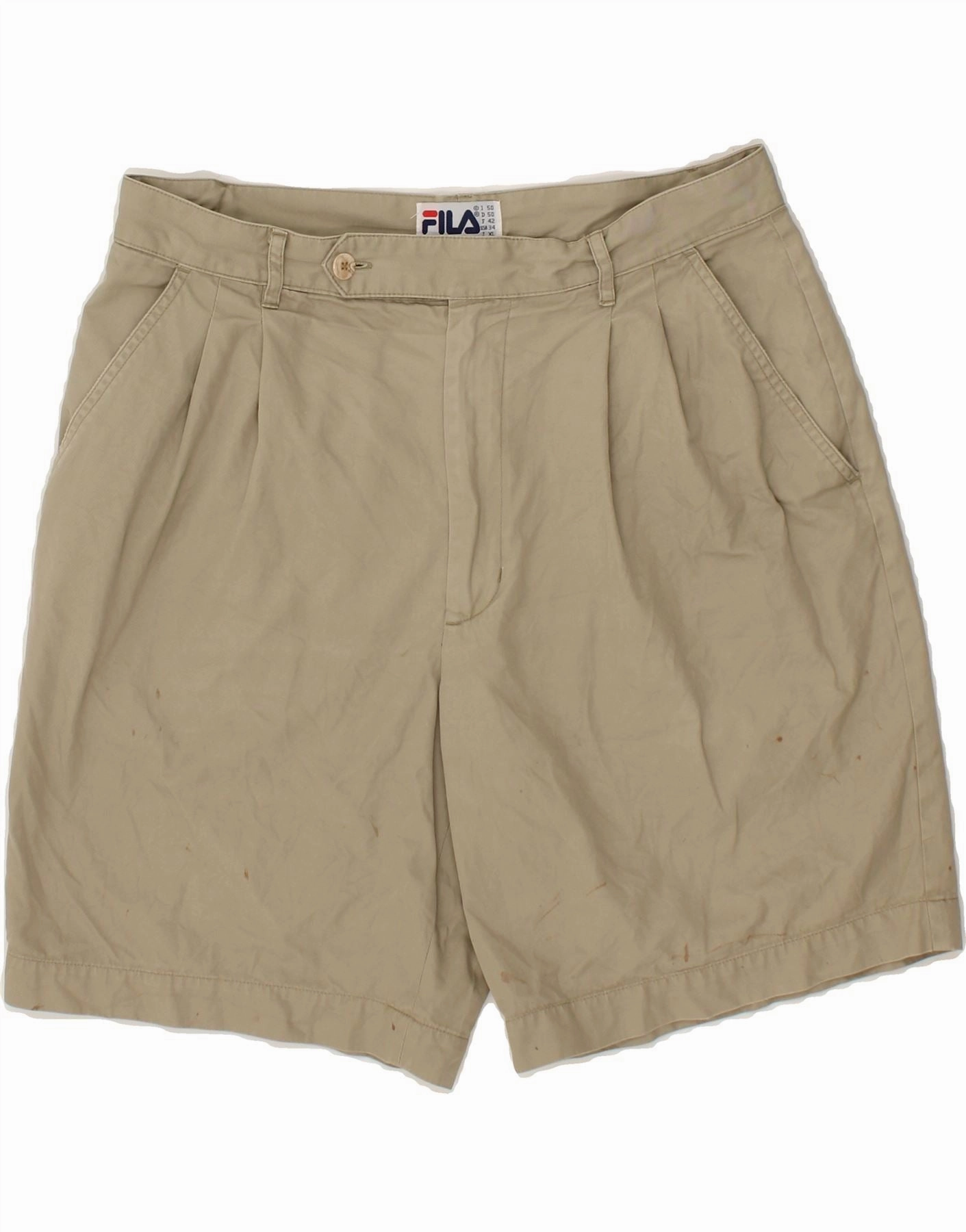 Quick Fit Comfort FILA Mens Chino Shorts IT 50 Large W32 Beige Cotton