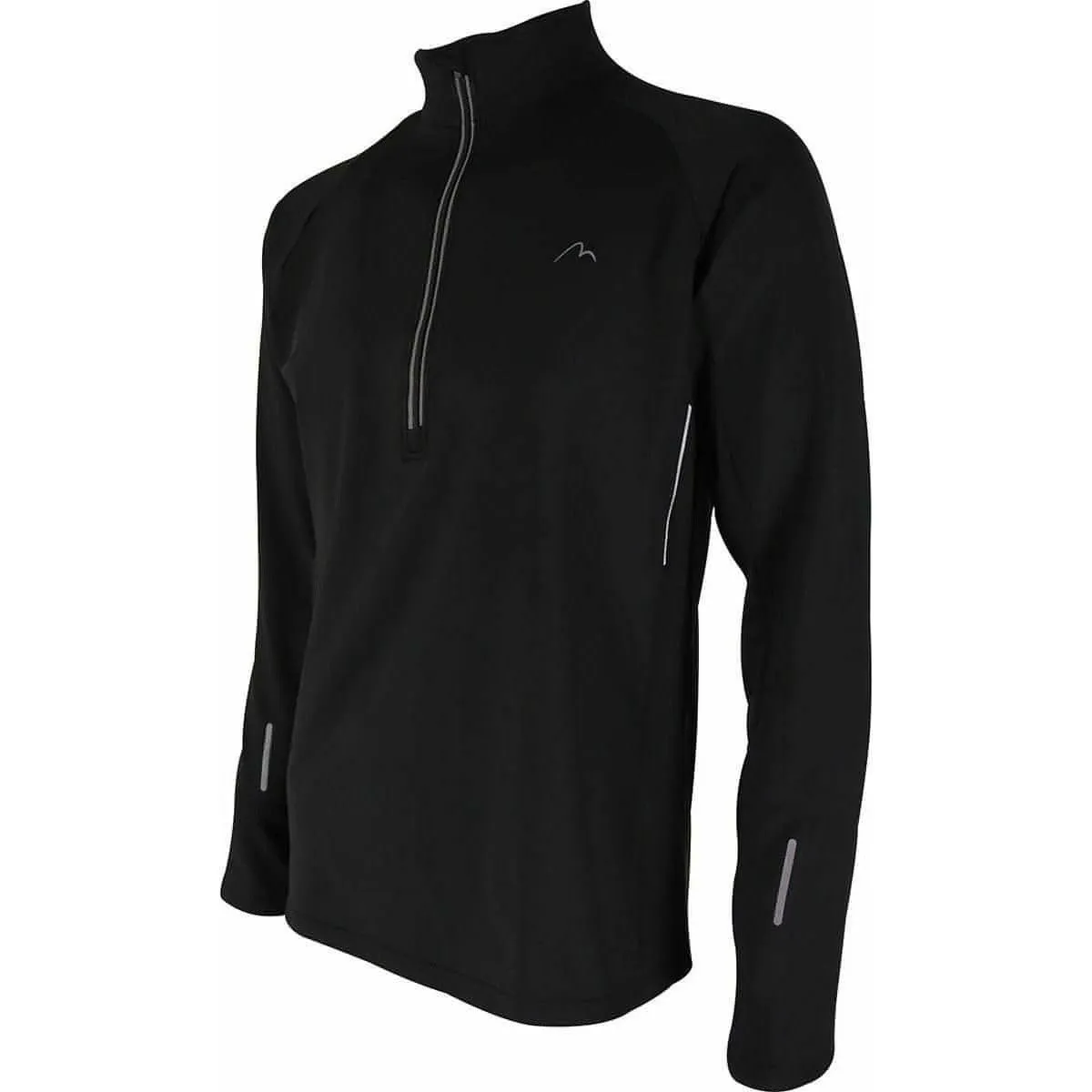 Sleek Fit LayeredHemDetails More Mile Alaska Half Zip Long Sleeve Mens Running Top - Black