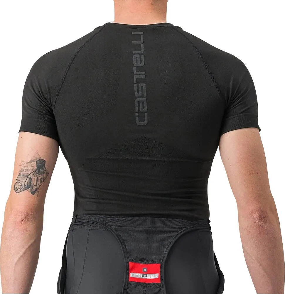 Colorfast Dye Process Matte Surface Finish Castelli Core Seamless Short Sleeve Mens Cycling Base Layer - Black