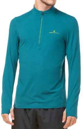 Ronhill Core Thermal Half Zip Long Sleeve Mens Running Top - Blue MinimalBranding ReinforcedNeckline