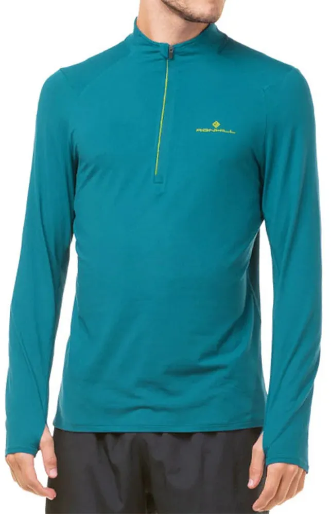 Ronhill Core Thermal Half Zip Long Sleeve Mens Running Top - Blue MinimalBranding ReinforcedNeckline