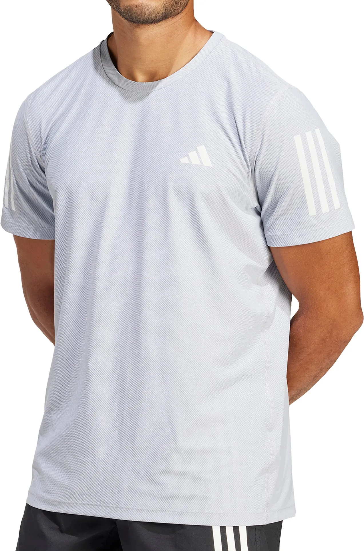 Anti Shrinkage Treatment VintageWashEffect adidas Own The Run Short Sleeve Mens Running Top - Grey