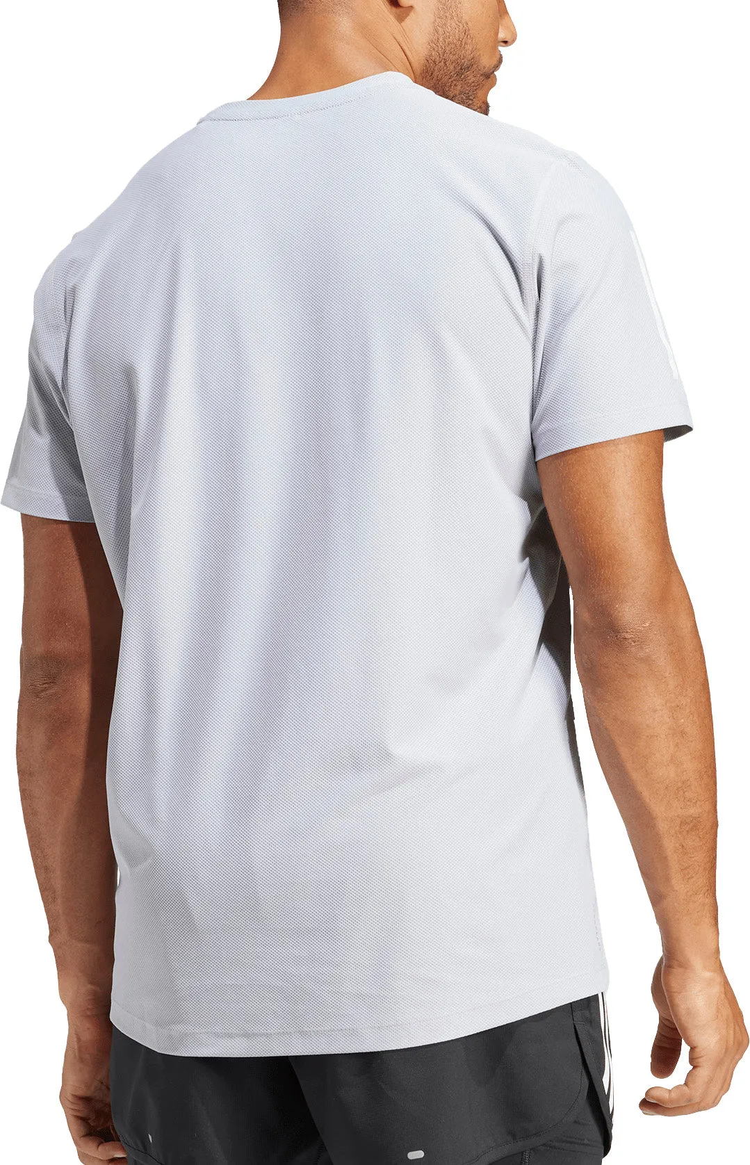 adidas Own The Run Short Sleeve Mens Running Top - Grey Heather Texture Finish