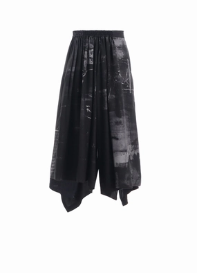 CUPRO BLURRY FLOWER PRINT RIGHT-SIDE GATEHRED PANTS Supportive Fit Multi-Purpose Wear