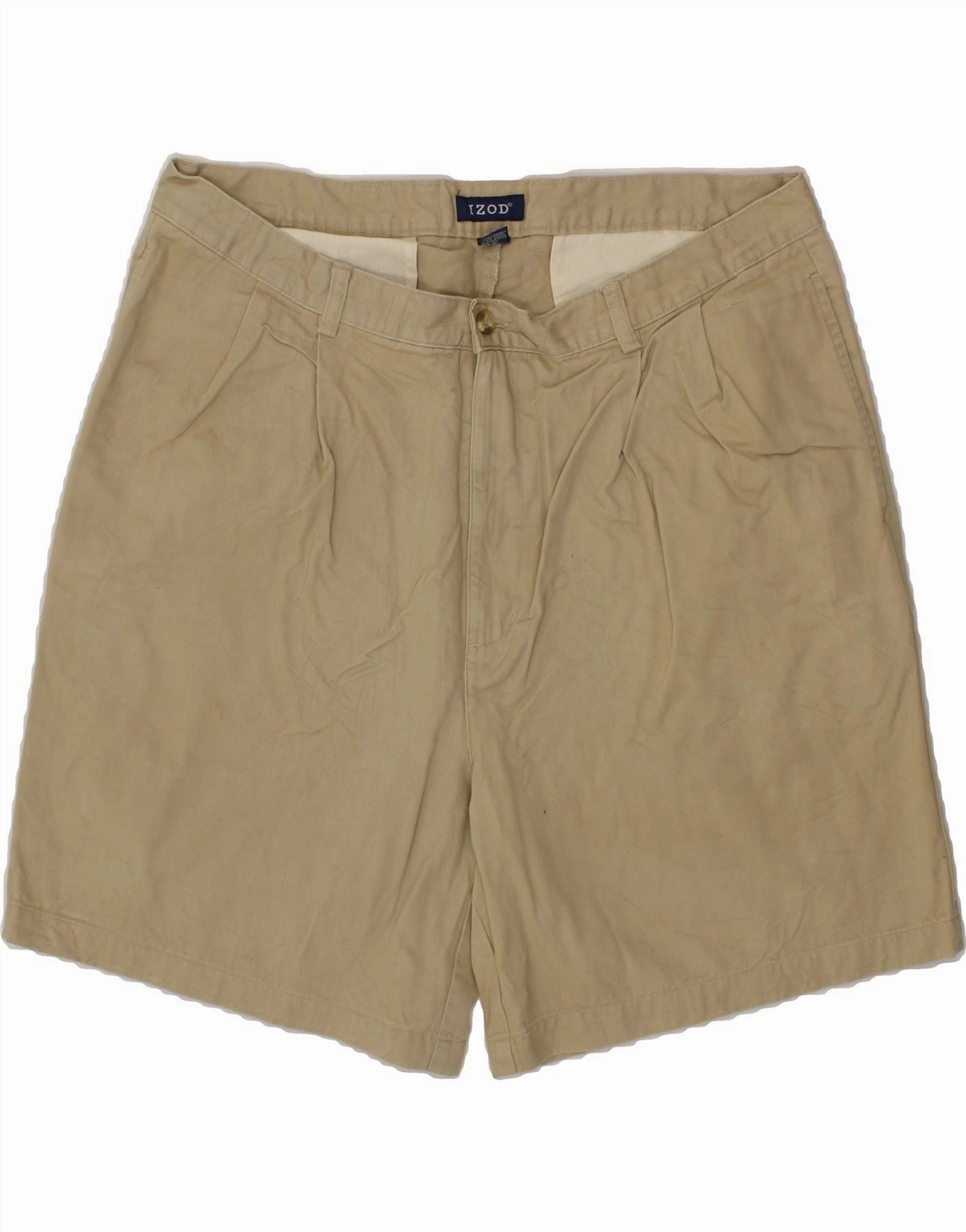 IZOD Mens Chino Shorts W38 XL Beige Cotton Cozy Style