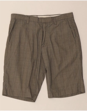 J. CREW Mens Chino Shorts W32  Medium Grey Check Cotton jumpsuit Laser Cut Perforations