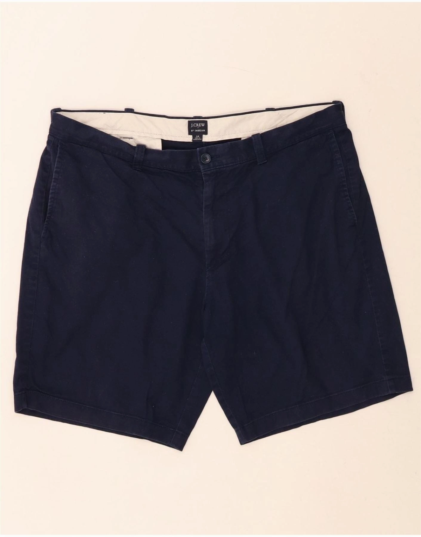 J. CREW Mens Chino Shorts W38 XL Navy Blue Cotton Daily Fit