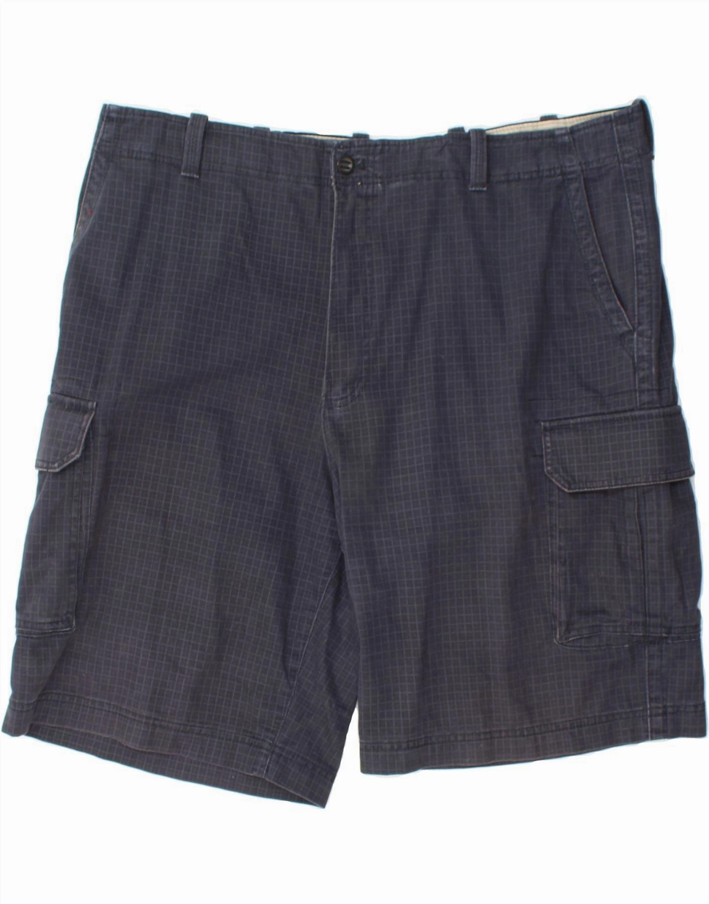 Athletic Silhouette IZOD Mens Cargo Shorts W42 2XL Navy Blue Check Cotton