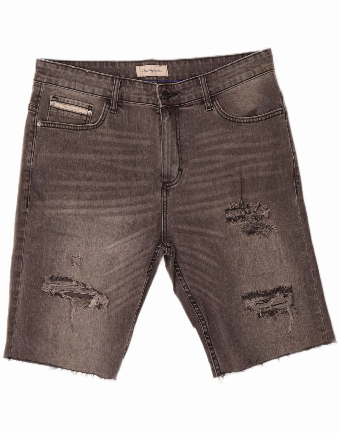CALVIN KLEIN Mens Denim Shorts W34 Large Grey Cotton Anti Pilling Surface