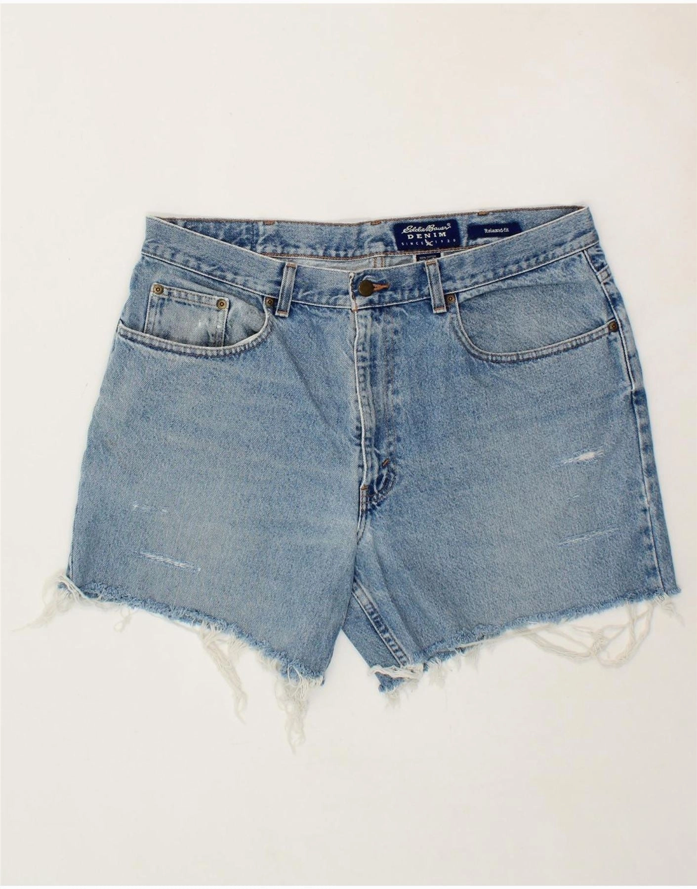 EDDIE BAUER Mens Denim Shorts W38 XL Blue Cotton Flexible Comfort Wear earthy shades