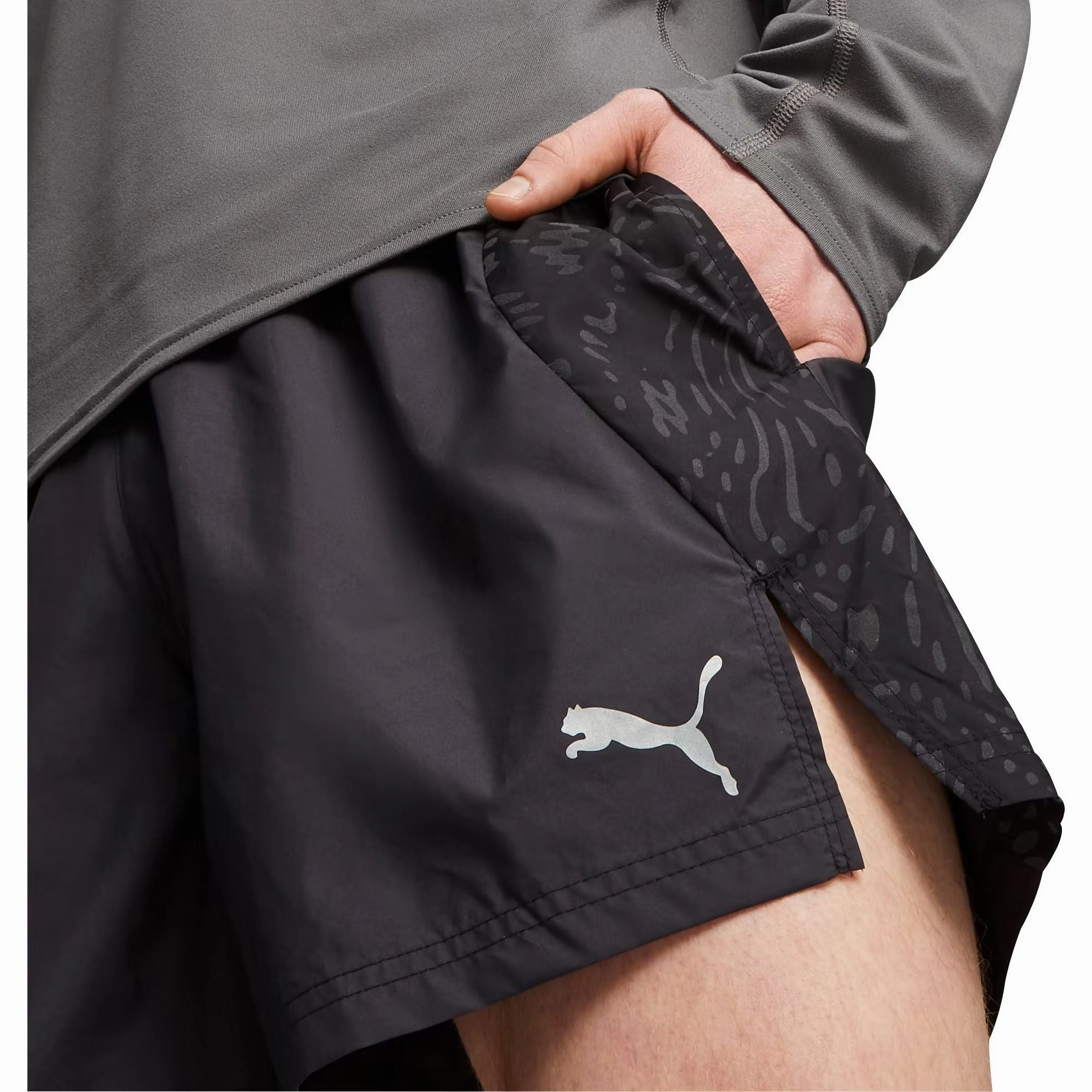 Puma Run 5 Inch Mens Running Shorts - Black Bootcut style Anti Pilling Technology