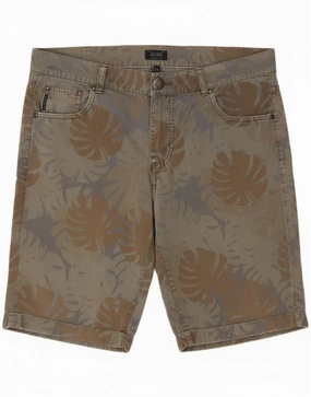 ARMANI Mens Casual Shorts IT 50 Large W36 Grey Floral Cotton Seamless Design