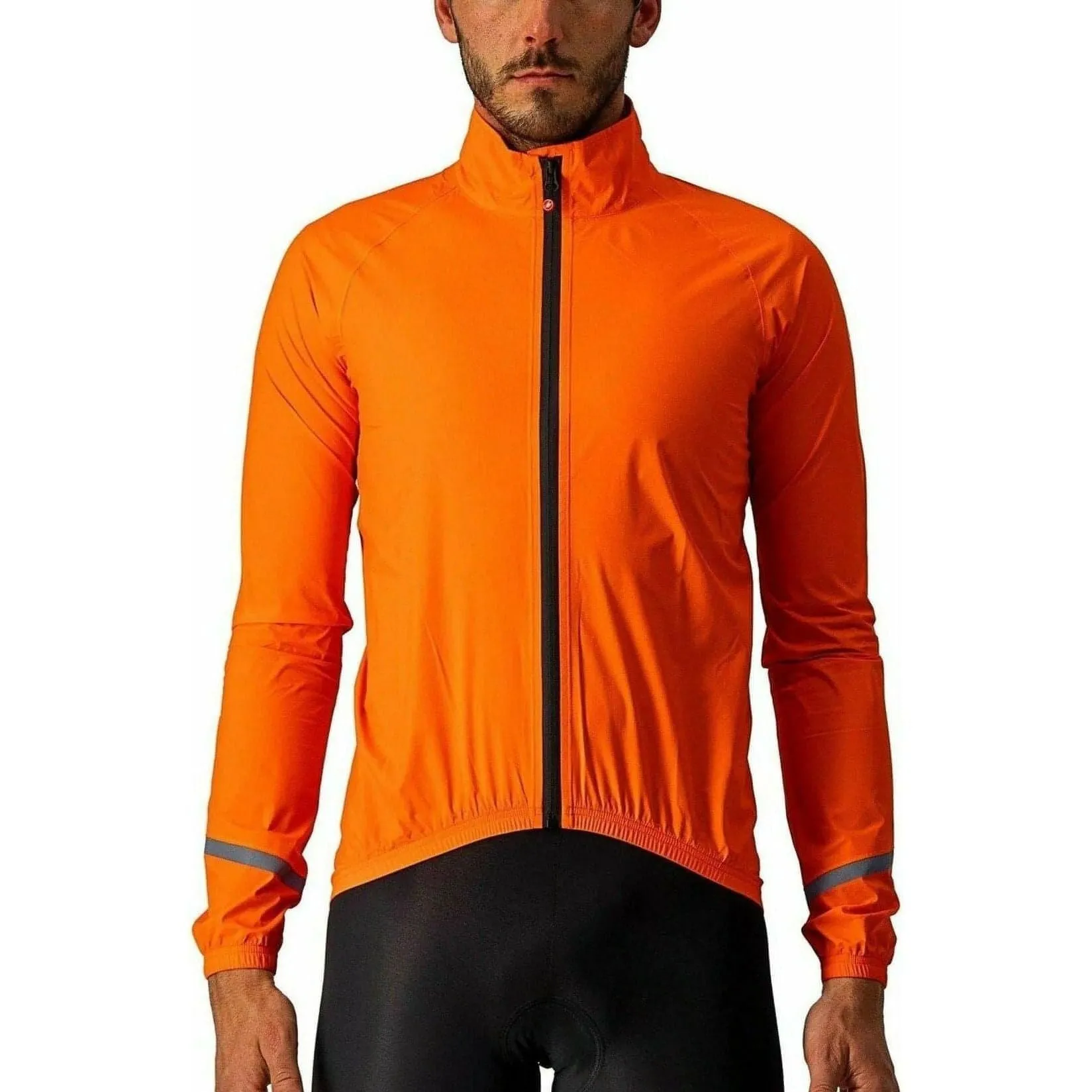 Secure Storage Compartments Castelli Emergency 2 Rain Waterproof Mens Cycling Jacket - Orange