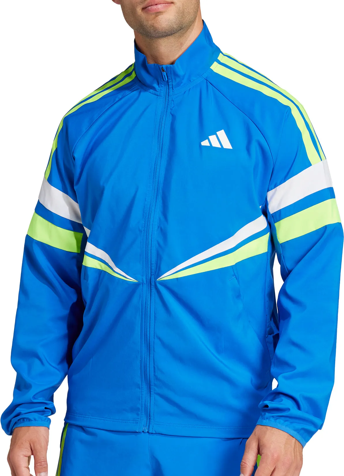adidas Adizero Retro Mens Running Jacket - Blue Weather Resistant Coating