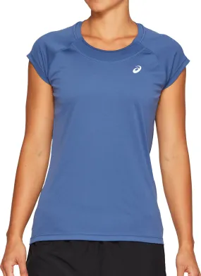 Asics Cap Short Sleeve Womens Running Top - Blue AntiPillingTreatment
