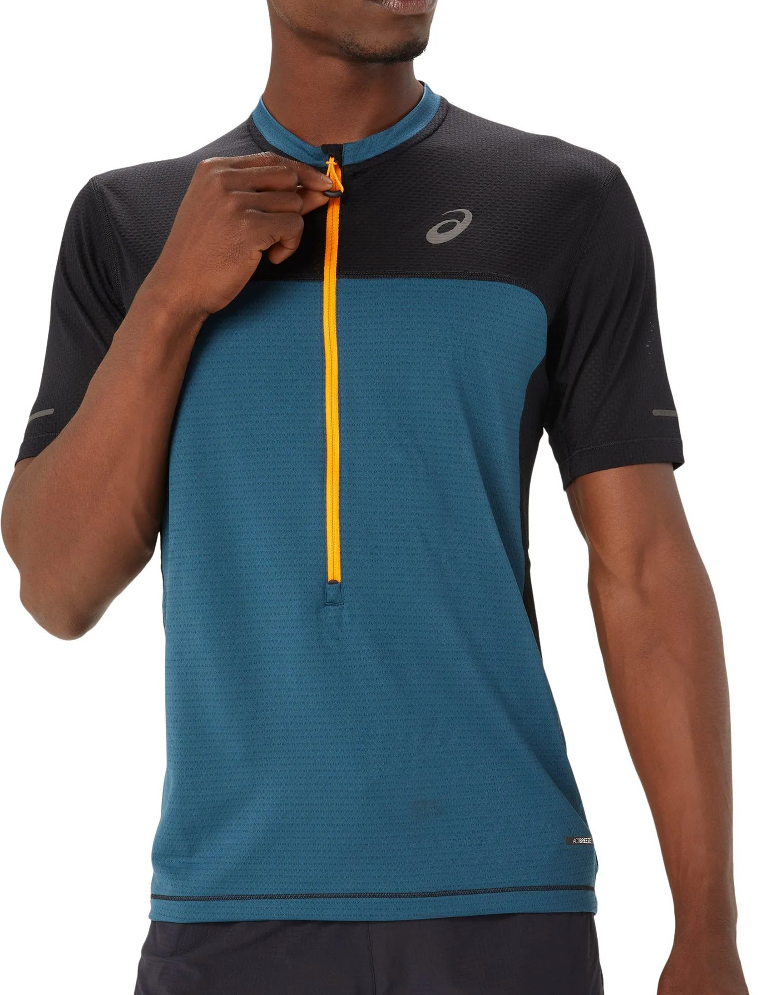 Asics FujiTrail Half Zip Short Sleeve Mens Running Top - Blue EthicalProduction Comfortable texture