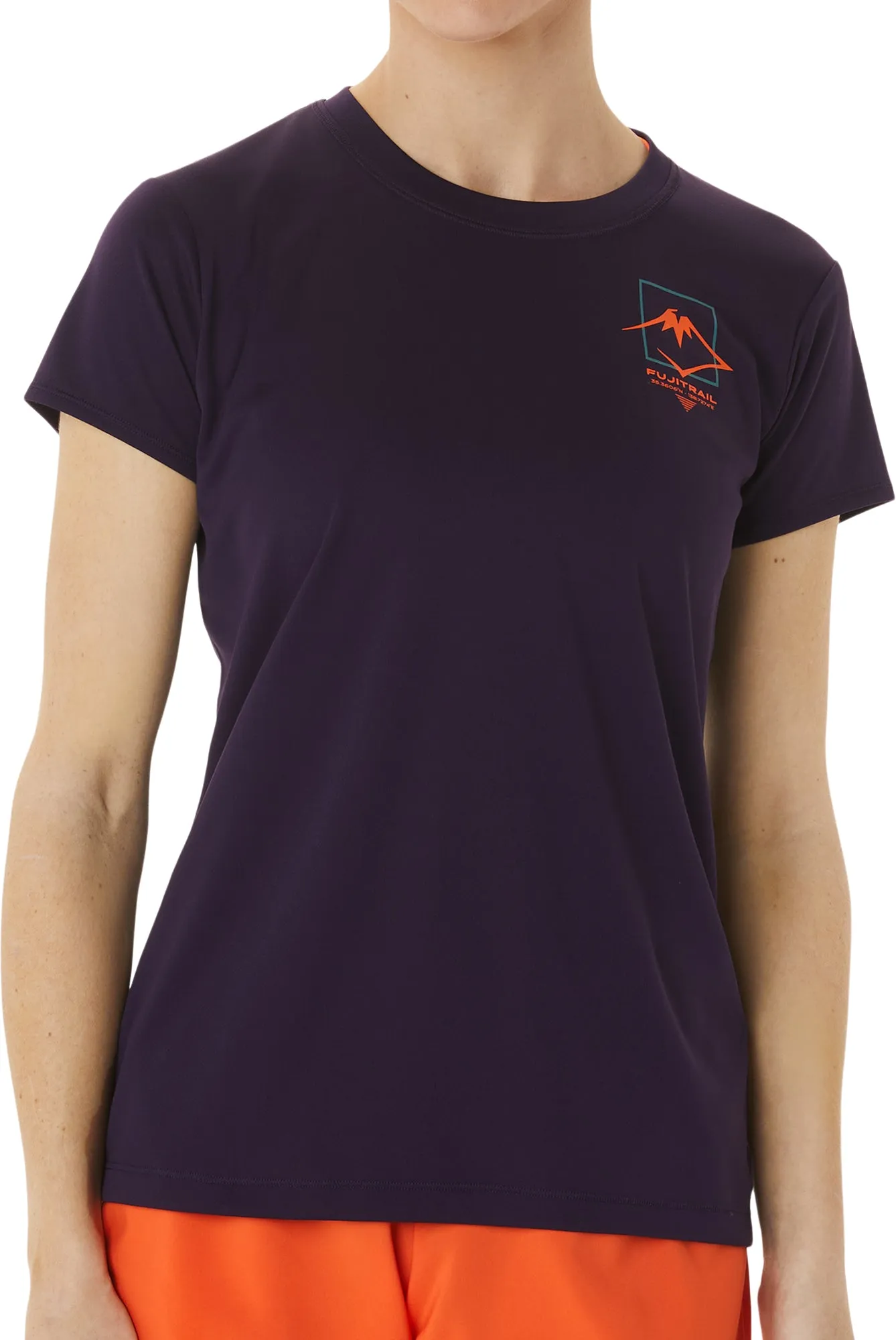 Asics FujiTrail Logo Short Sleeve Womens Running Top - Purple Comfy Pieces Light Comfort Style