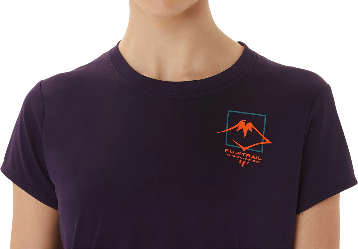 Versatile Fit Light Style Trend Asics FujiTrail Logo Short Sleeve Womens Running Top - Purple
