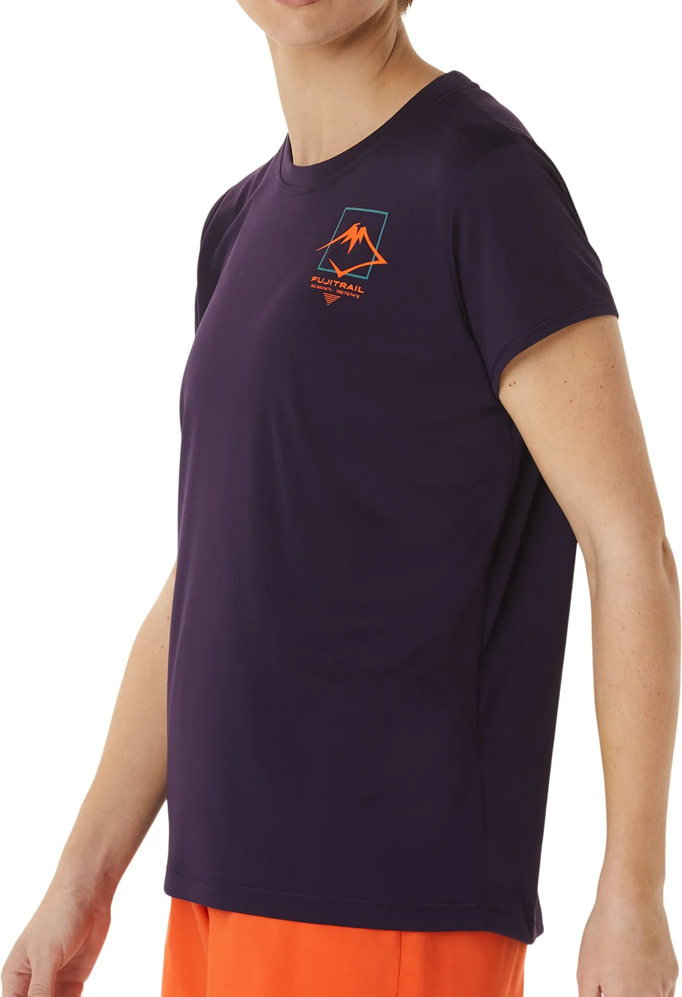Asics FujiTrail Logo Short Sleeve Womens Running Top - Purple Smart Design