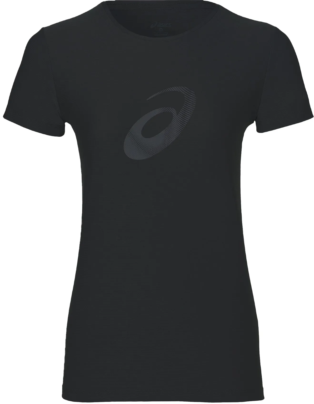 Street Trendy Comfort Style Asics Graphic Short Sleeve Womens Running Top - Black