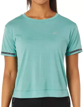Asics Race Cropped Short Sleeve Womens Running Top - Green Odor-resistant