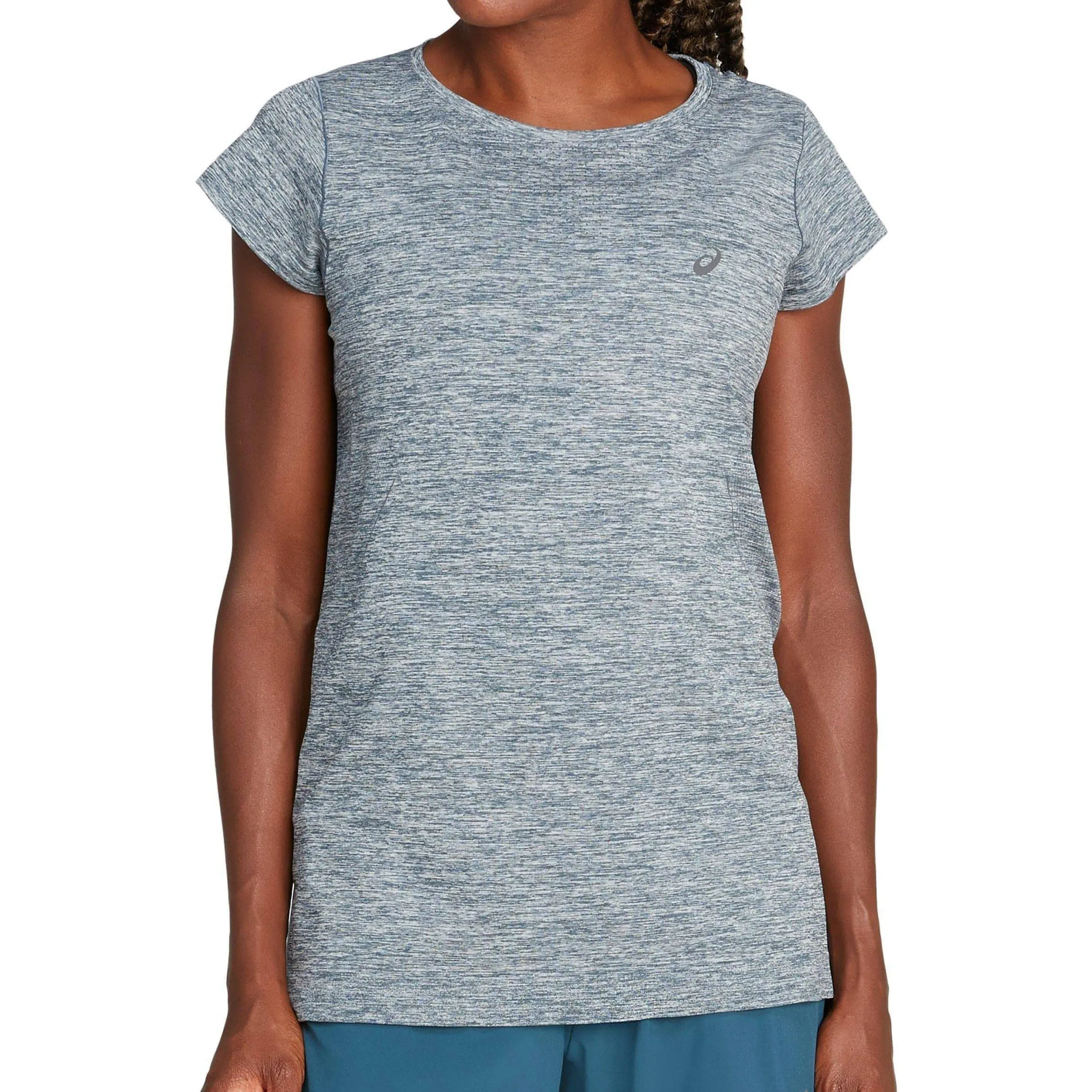 sporty and comfortable Sweat Absorbent Asics Race Seamless Short Sleeve Womens Running Top - Blue