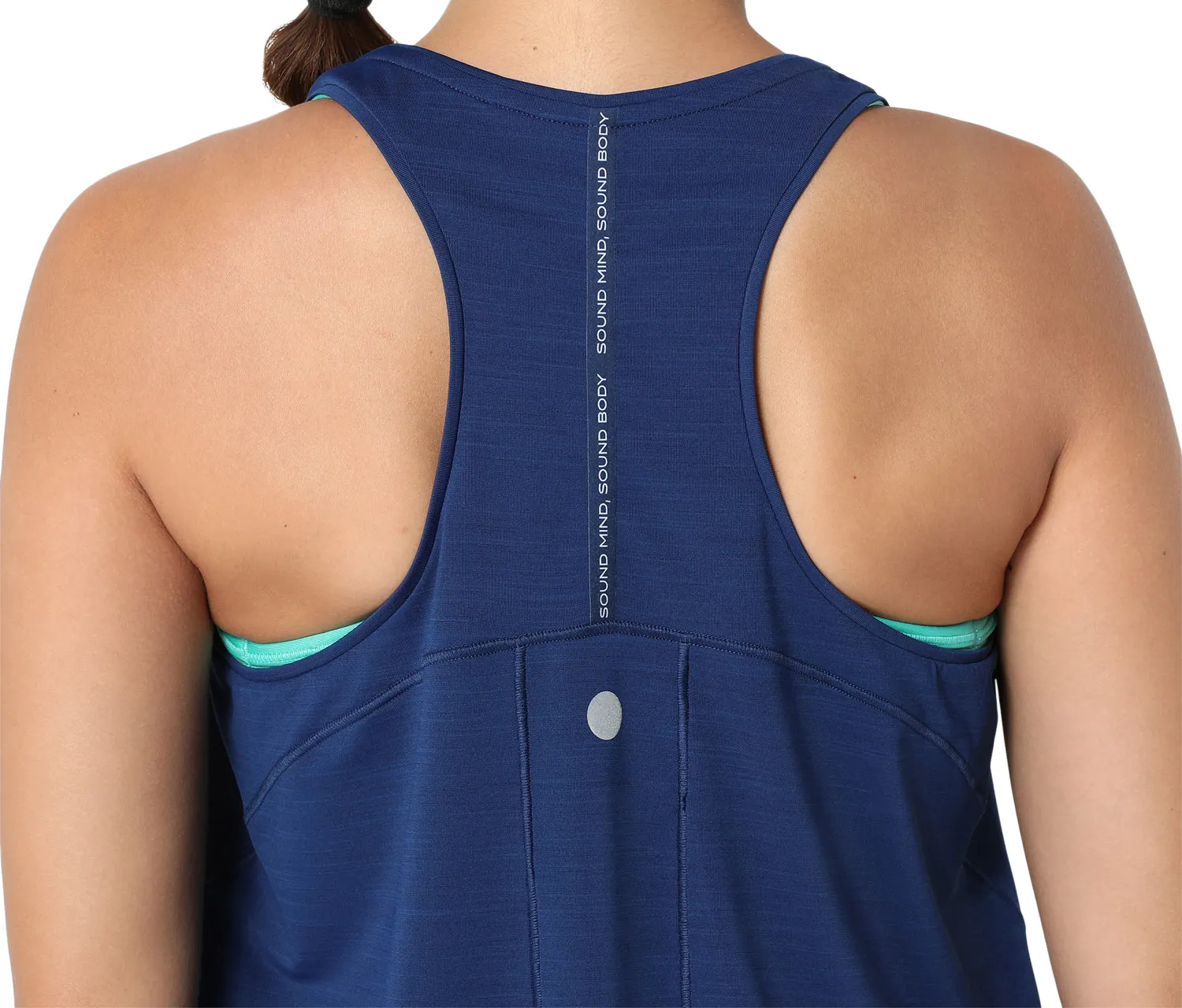 Asics Road Womens Running vest Tank Top - Blue Airflow Mesh Panels Reinforced Shoulder Stitching