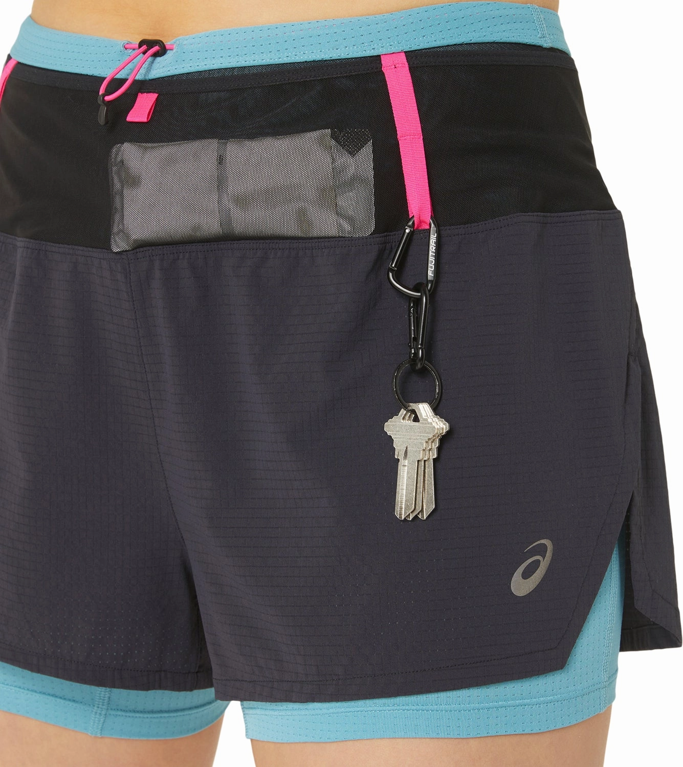 Asics FujiTrail 2 In 1 Womens Running Shorts - Black multiple pockets